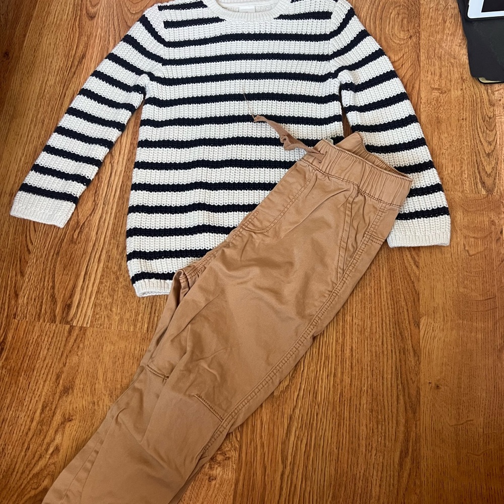Striped Sweater and Tan Pants Set